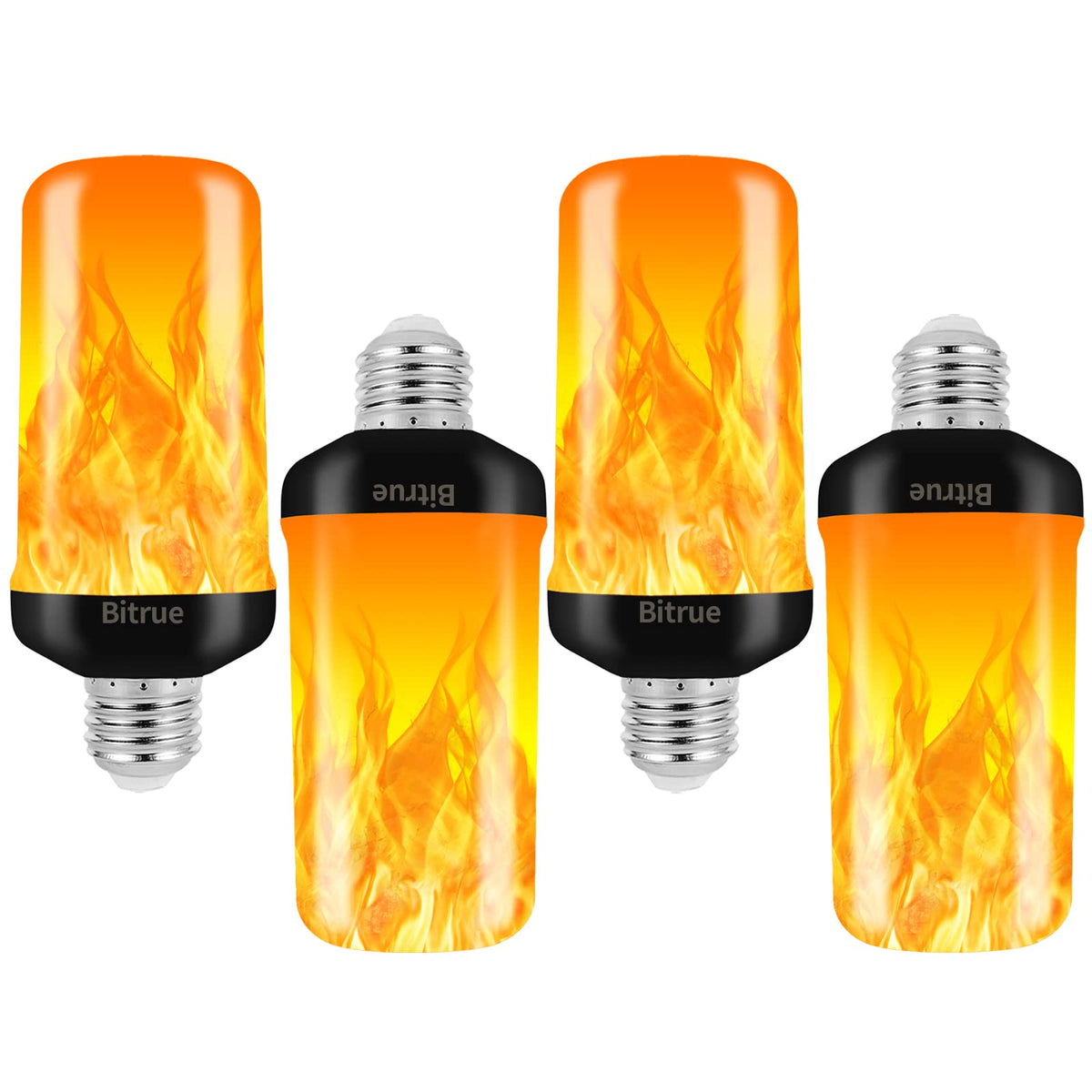 Bitrue LED Flame Light Bulb – 4 Modes, E26 Base, Gravity Sensor (4 Pack)