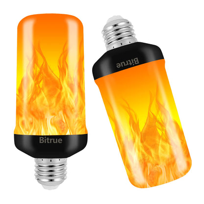 Bitrue LED Flame Effect Light Bulb – 4 Modes, E26 Base, Gravity Sensor (2 Pack)