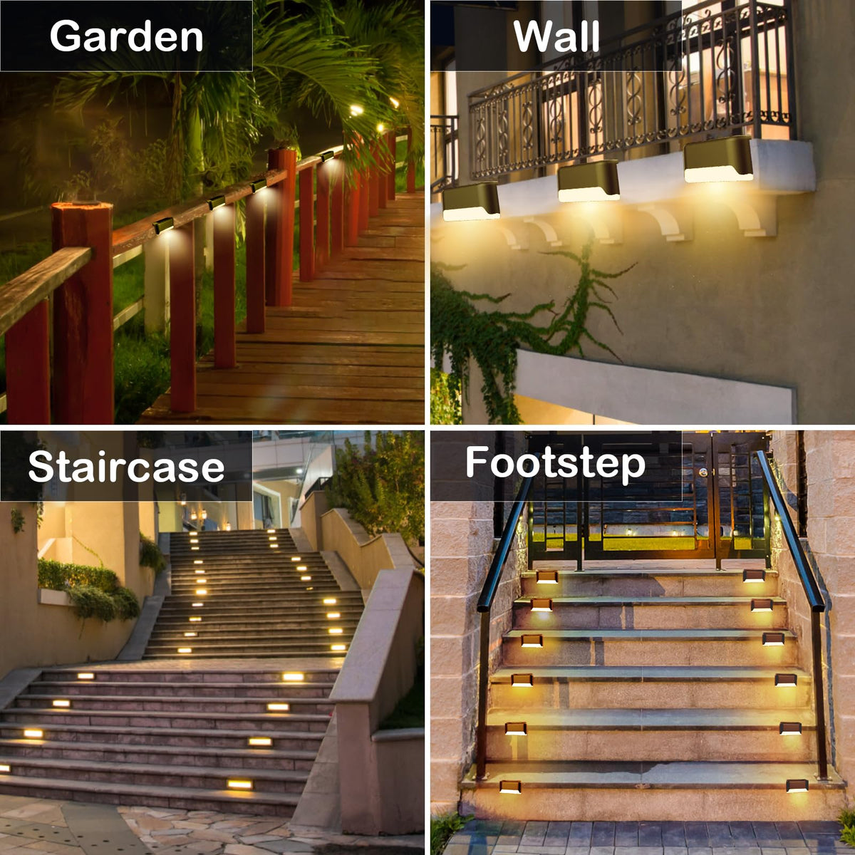 BKBB PPBB Solar Deck Lights – 20 Pcs Outdoor LED Step Lights, Waterproof & Easy Install