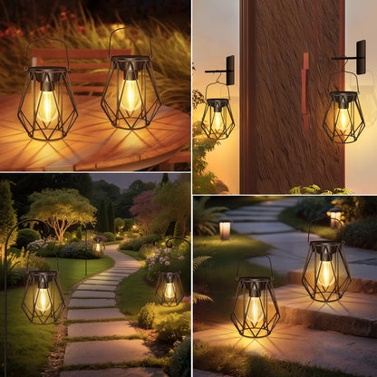 Blakapoo Solar Lanterns – Outdoor Waterproof LED Lanterns with Metal Hook (Pack of 2)