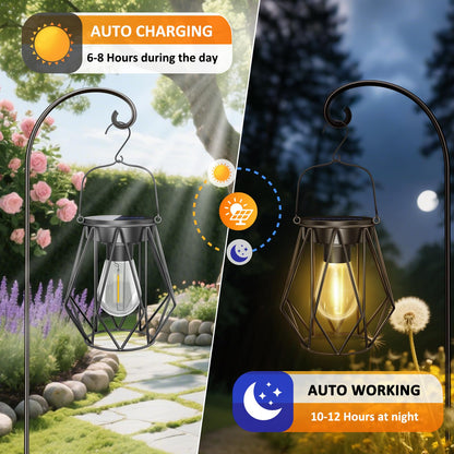 Blakapoo Solar Lanterns – Outdoor Waterproof LED Lanterns with Metal Hook (Pack of 2)