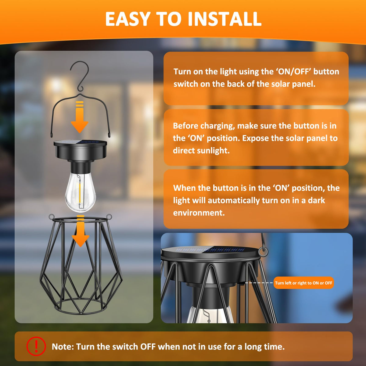 Blakapoo Solar Lanterns – Outdoor Waterproof LED Lanterns with Metal Hook (Pack of 2)