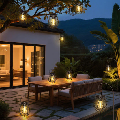 Blakapoo Solar Lanterns – Outdoor Waterproof LED Lanterns with Metal Hook (Pack of 2)
