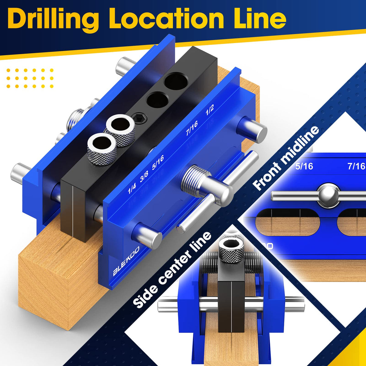 BLEKOO Self Centering Doweling Jig Kit – Precision Drill Guide with 6 Bushings