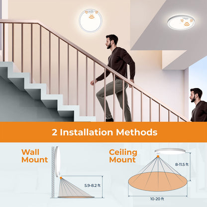 BLNAN Motion Sensor Ceiling Light Wired — 8.7-inch Flush Mount, 3-CCT, Auto/On/G Modes