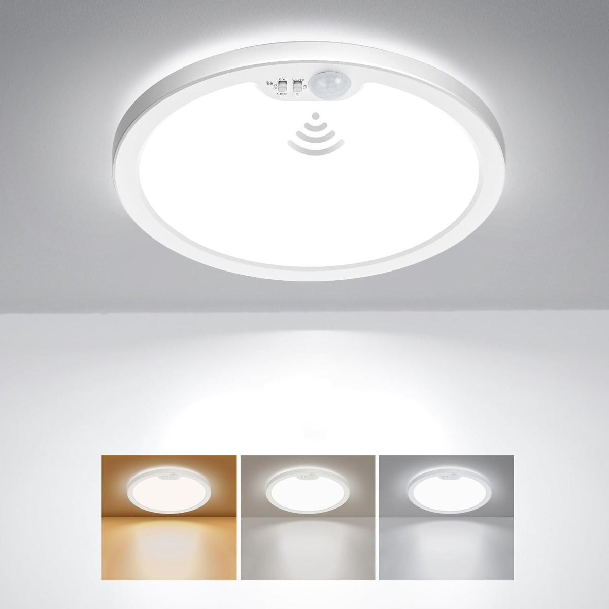 BLNAN Motion Sensor Ceiling Light Wired — 8.7-inch Flush Mount, 3-CCT, Auto/On/G Modes