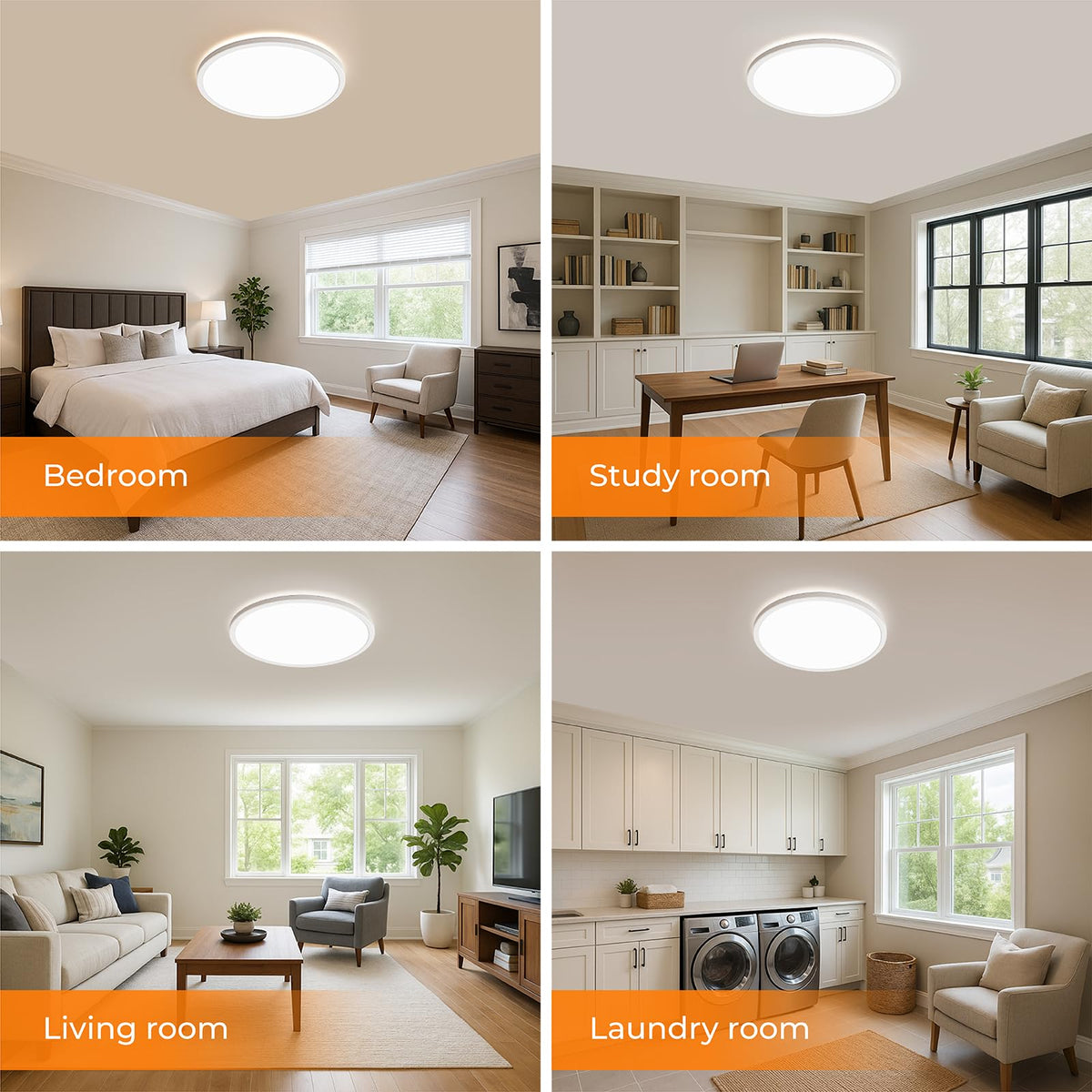 BLNAN LED Flush Mount Ceiling Light – 12-Inch, 24W, 3000K/4000K/5000K, Ultra-Thin, Hardwired