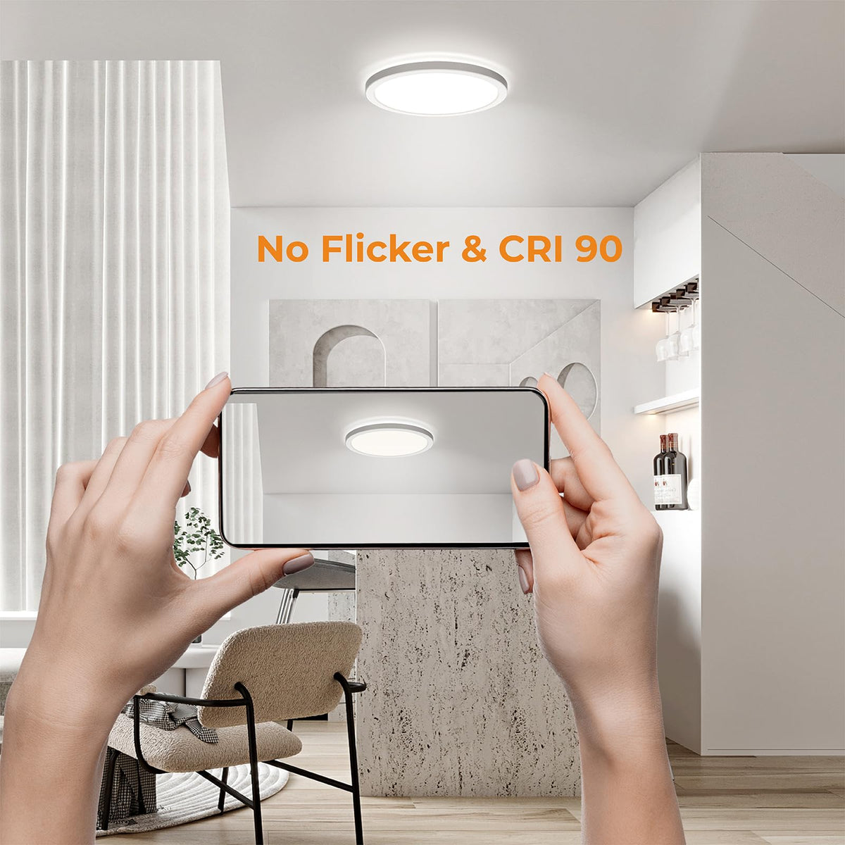 BLNAN LED Flush Mount Ceiling Light – 12-Inch, 24W, 3000K/4000K/5000K, Ultra-Thin, Hardwired