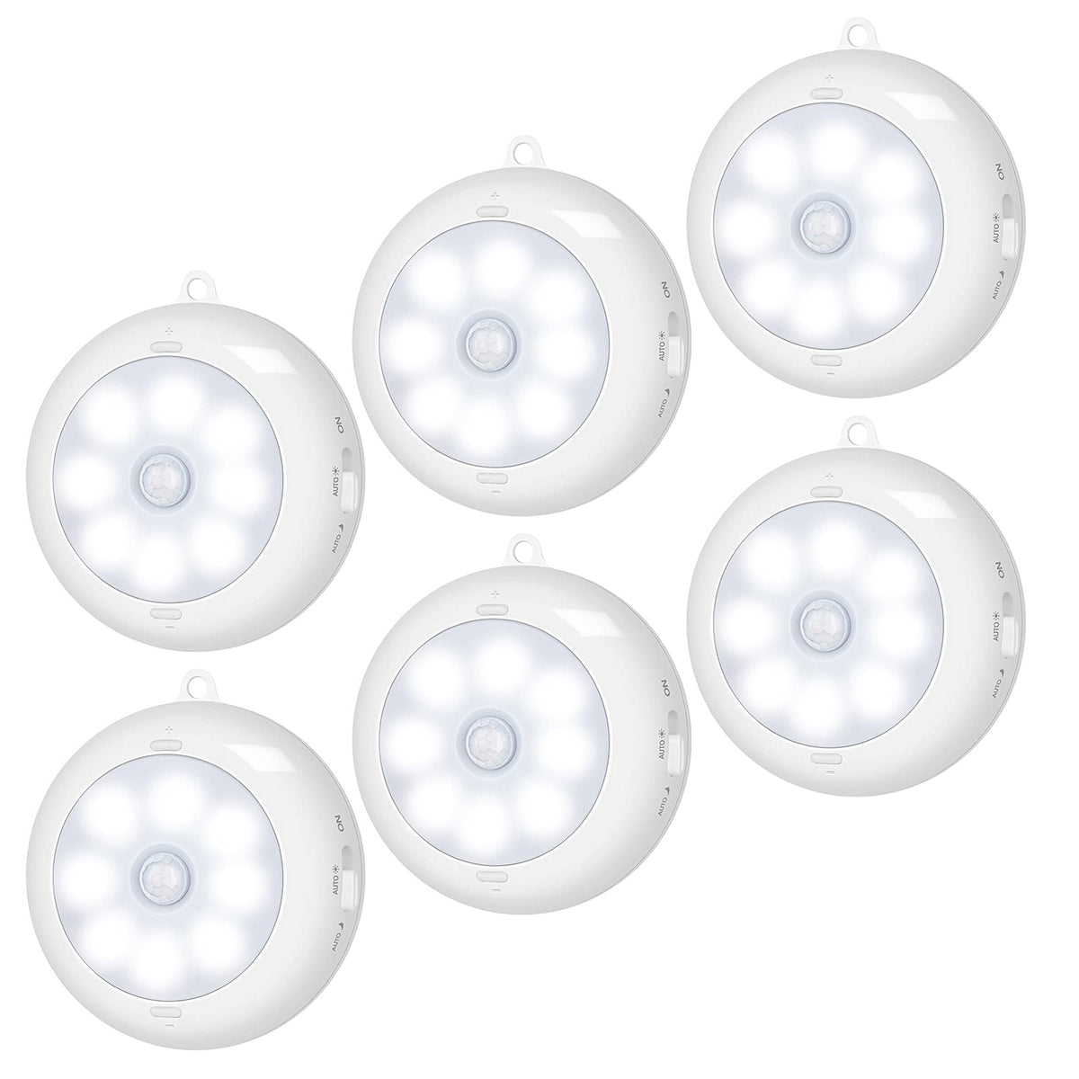 BLS Motion Sensor Light Indoor — Wireless Dimmable Battery Puck Lights 6-Pack for Under Cabinet