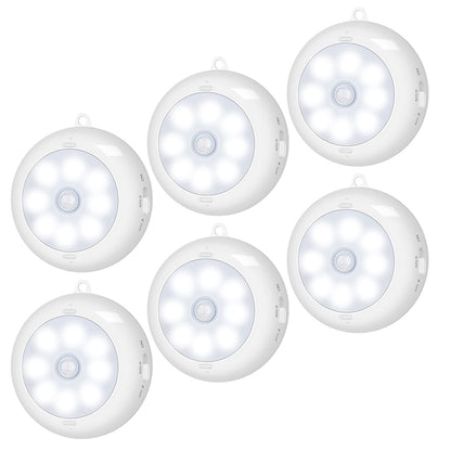 BLS Motion Sensor Light Indoor — Wireless Dimmable Battery Puck Lights 6-Pack for Under Cabinet