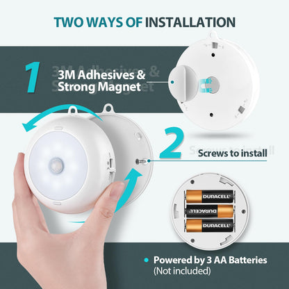 BLS Motion Sensor Light Indoor — Wireless Dimmable Battery Puck Lights 6-Pack for Under Cabinet