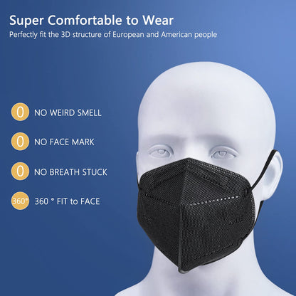 BLScode KN95 Face Masks 60 Pack – 5-Layer, Breathable, Individually Wrapped