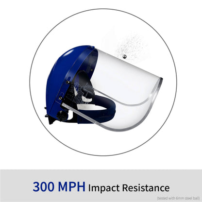 Blue Eagle Full Face Impact Resistant Safety Faceshield (B1BL+FC48) – Clear Polycarbonate Visor + Replacement Visor
