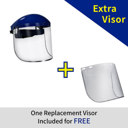 Blue Eagle Full Face Impact Resistant Safety Faceshield (B1BL+FC48) – Clear Polycarbonate Visor + Replacement Visor