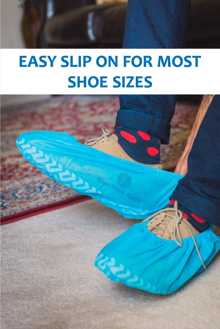 Blue Shoe Guys Premium Disposable Boot Covers | 100 Pack, Large Size, Non-Slip & Water-Resistant