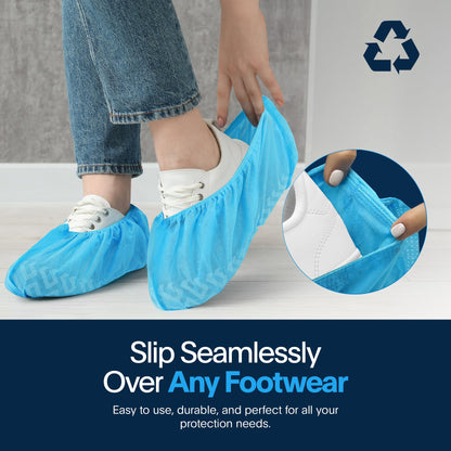 Blue Shoe Guys Premium Disposable Boot Covers – 50 Pack, Large Size, Non-Slip