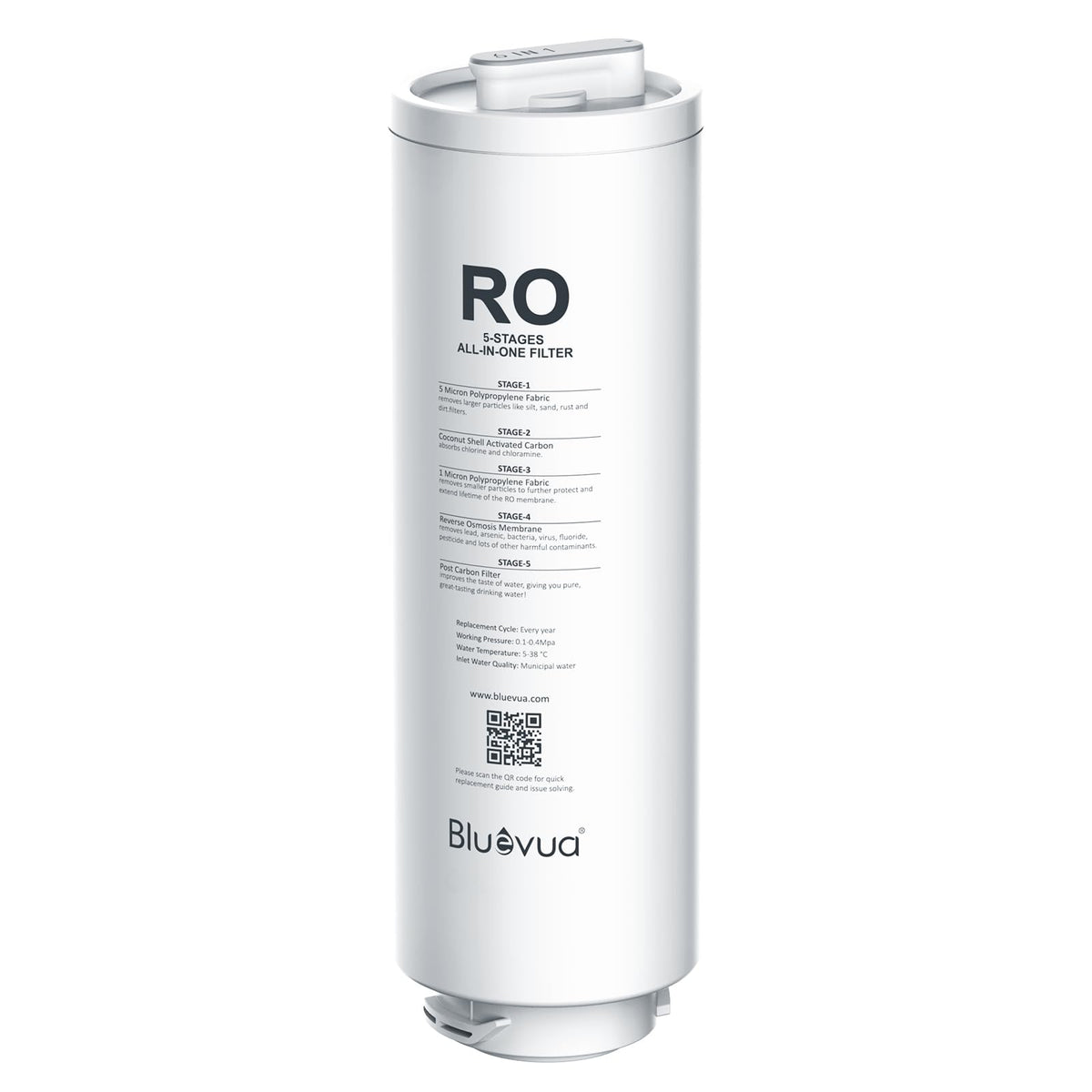 Bluevua RO100ROPOT-Lite Replacement Filter | Countertop RO System Cartridge