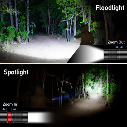Blukar LED Flashlight 2 Pack – USB Rechargeable, Adjustable Focus, 4 Modes, Waterproof