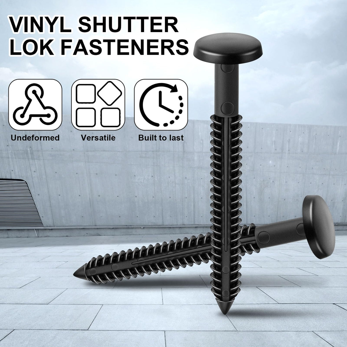 Blulu 60 Pcs 3-Inch Vinyl Shutter Fasteners – UV-Protected Black Anchor Pins