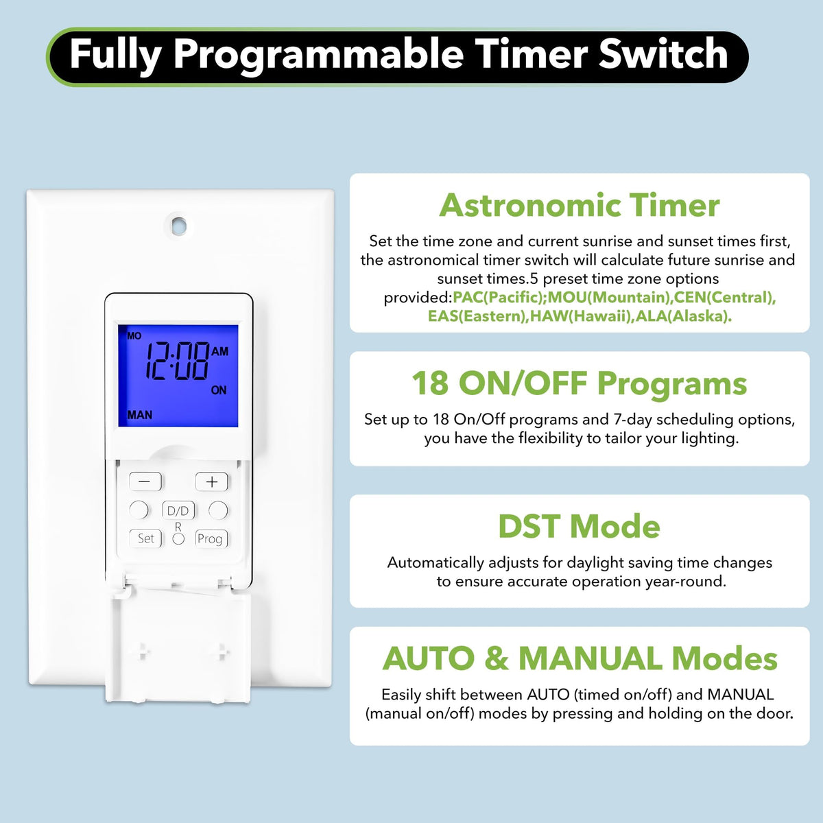 BN-LINK 7 Day Programmable Astronomical Timer Switch for Lights | Dusk-to-Dawn Indoor Timer