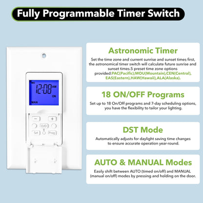 BN-LINK 7 Day Programmable Astronomical Timer Switch for Lights | Dusk-to-Dawn Indoor Timer