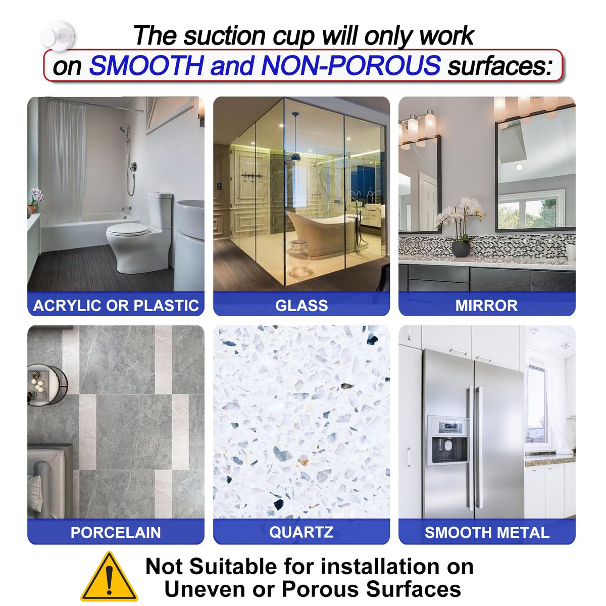 Bntuk Suction Cup Hooks for Shower - 2 Pack, No-Drill Towel & Robe Hooks