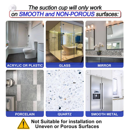 Bntuk Suction Cup Hooks for Shower - 2 Pack, No-Drill Towel & Robe Hooks