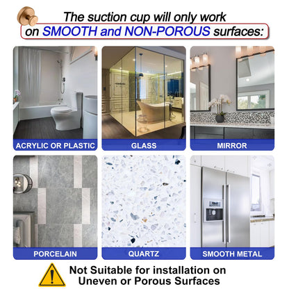 Bntuk Suction Cup Hooks for Shower – 4 Pack, Champagne Bronze, No-Drill Towel & Robe Hooks