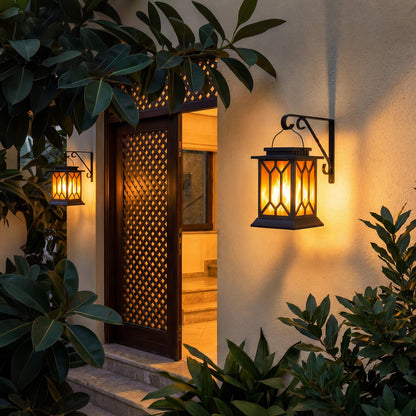 BOBKID 2 Pack Solar Lanterns Outdoor – Flickering Flame, Waterproof Hanging Lanterns