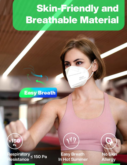 Boncare KN95 Face Mask 30 PCs – 5-Layer, Breathable & Comfortable (White)