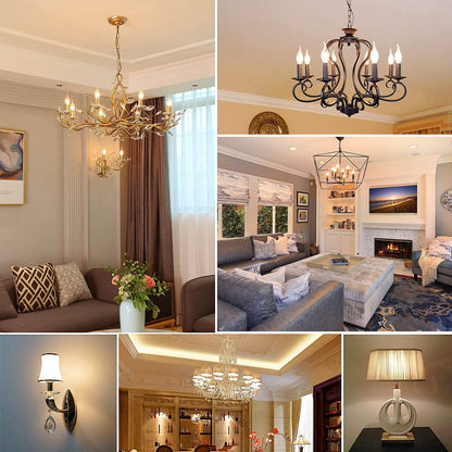 BORT C35/CA11 Chandelier LED Bulbs – Dimmable 4W, 2700K Warm White, E26 Base, Flame Tip (6 Pack)