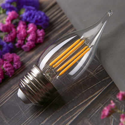 BORT C35/CA11 Chandelier LED Bulbs – Dimmable 4W, 2700K Warm White, E26 Base, Flame Tip (6 Pack)
