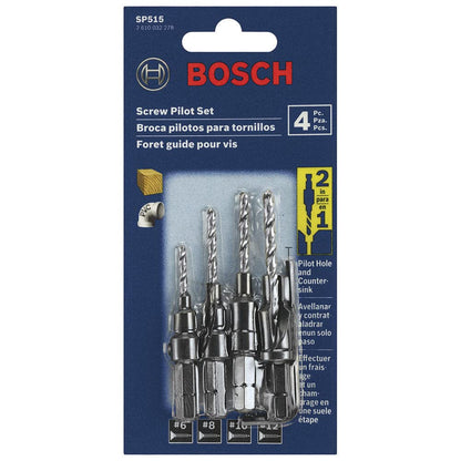 Bosch SP515 5-Piece Hex Shank Countersink Drill Bit Set | 3-in-1 Drill, Countersink & Counterbore