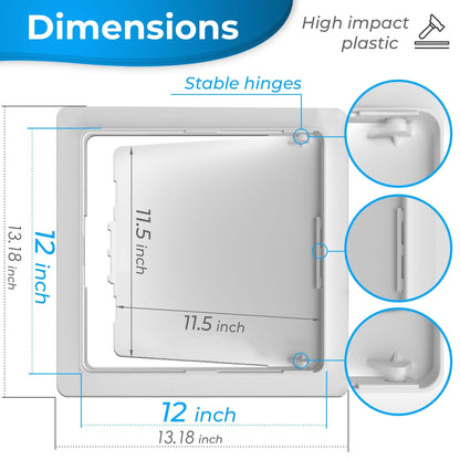 BOZZON 12x12 Access Panel for Drywall – Wall Hole Cover & Push-Open Access Door