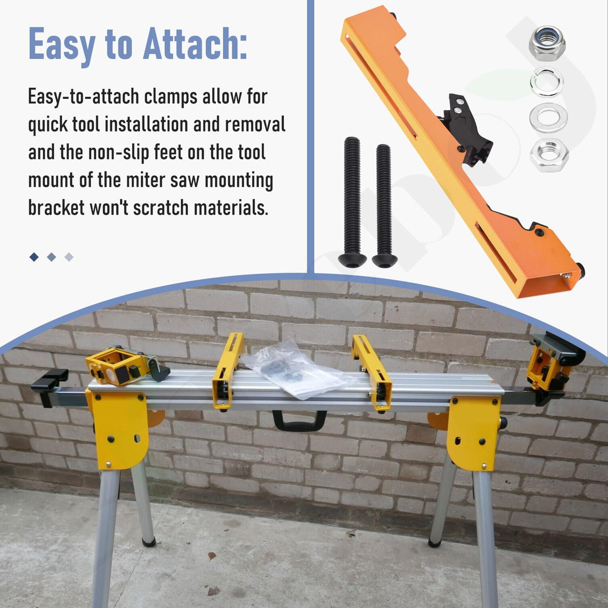 Braveboy DW7231 Miter Saw Brackets — 2 Pack for Dewalt Stands (Yellow)