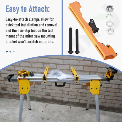 Braveboy DW7231 Miter Saw Brackets — 2 Pack for Dewalt Stands (Yellow)