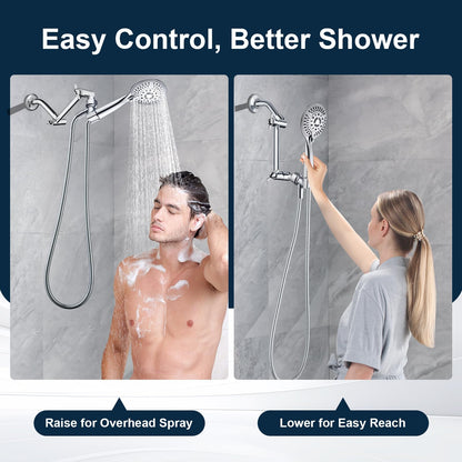 BRIGHT SHOWERS Brass Shower Arm Extender - 5 Inch Universal, Height & Angle Adjustable, Chrome