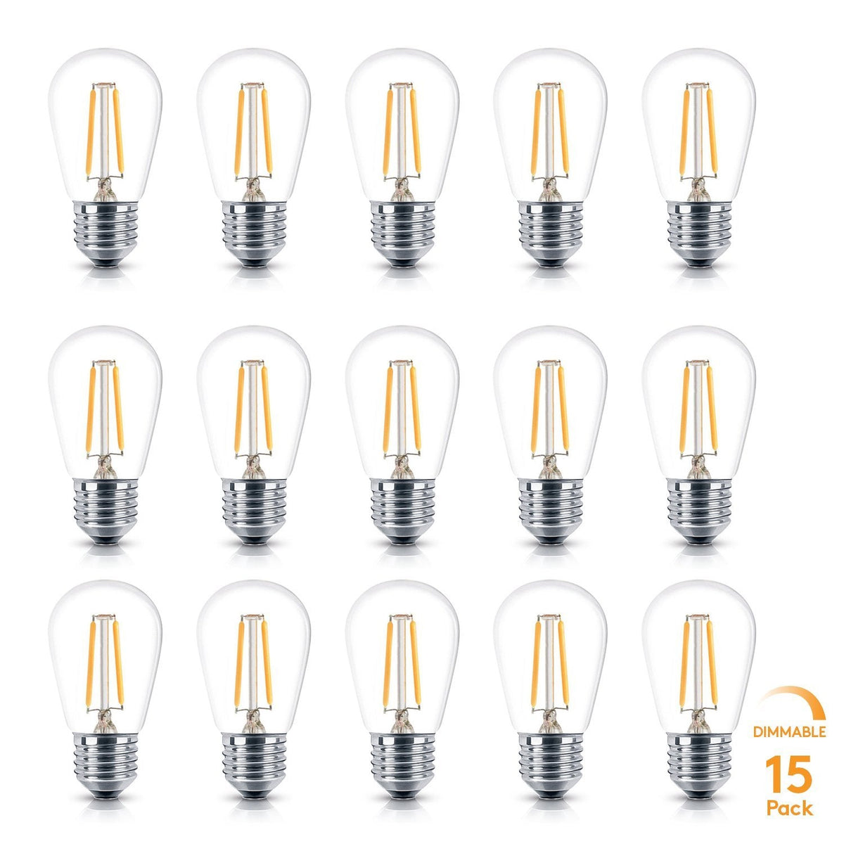 Brightech Ambience PRO 2W LED Bulbs (15-Pack) — 2500K Warm White, Dimmable, E26