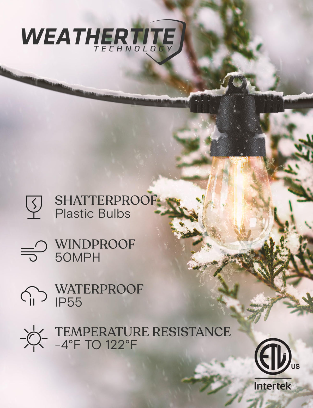 Brightech Ambience Pro 104ft Solar Outdoor LED String Lights – 48 Bulbs, Remote, Weatherproof