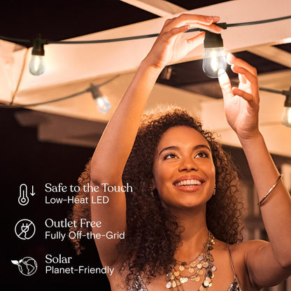 Brightech Ambience Pro Solar Powered Outdoor String Lights - 27 ft, 12 LED, Weatherproof Edison Patio Lights