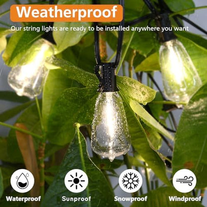 Brightever 3-Color in 1 LED Outdoor String Lights – 100ft, Dimmable with Remote (2700K/4000K/5000K)