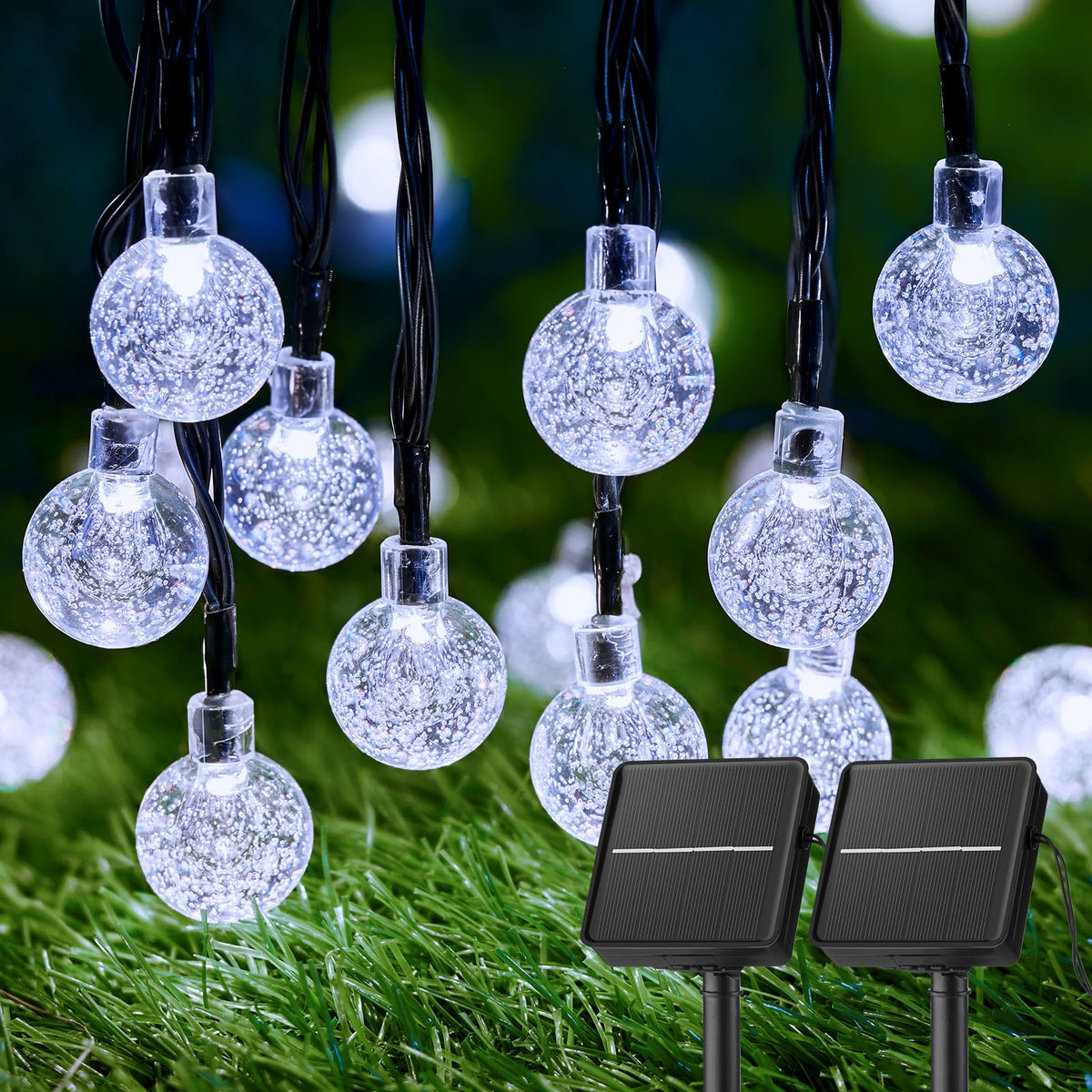 Brightown 2-Pack 120 LED Solar String Lights – 72 ft Outdoor Waterproof with 8 Lighting Modes