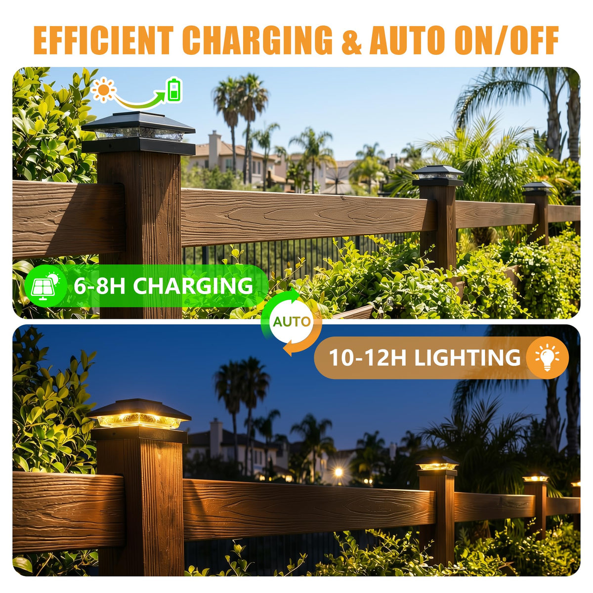 Brightown Solar Post Cap Lights 4-Pack – 16 LED, 2 Color Modes, Waterproof