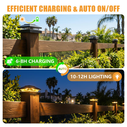 Brightown Solar Post Cap Lights 4-Pack – 16 LED, 2 Color Modes, Waterproof
