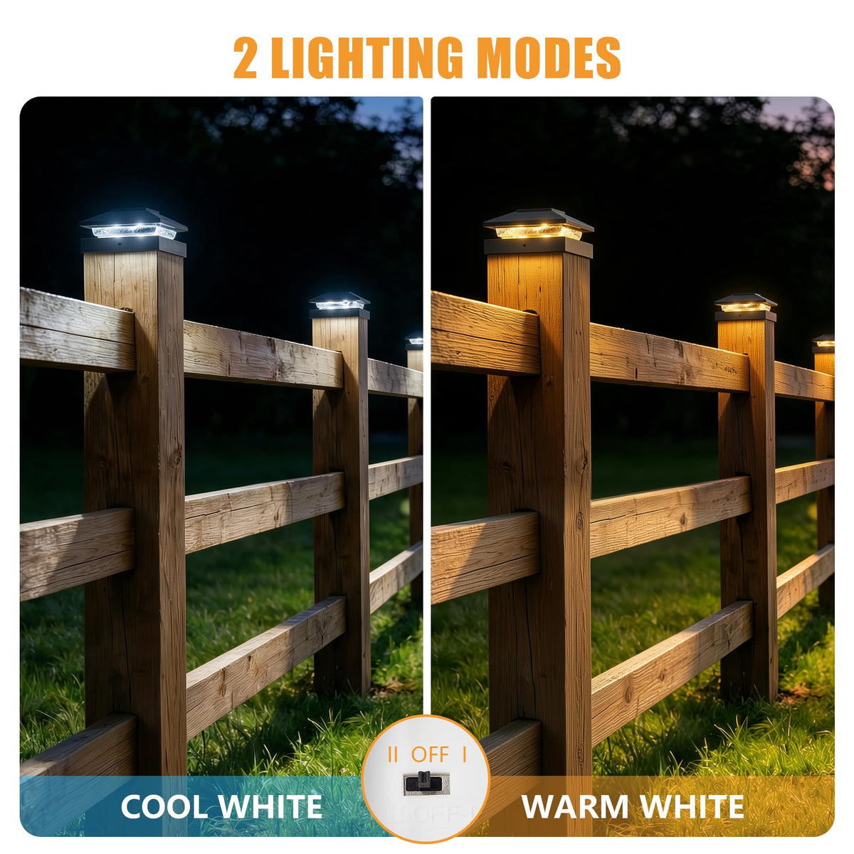 Brightown Solar Post Cap Lights 4-Pack – 16 LED, 2 Color Modes, Waterproof