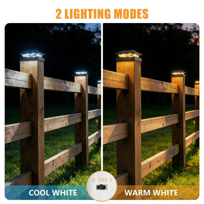 Brightown Solar Post Cap Lights 4-Pack – 16 LED, 2 Color Modes, Waterproof
