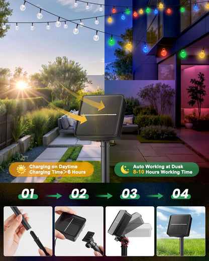 Brightown Solar String Lights Outdoor – 60 LED, 35.6 ft, 8 Modes, Waterproof Crystal Globe