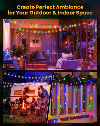 Brightown Solar String Lights Outdoor – 60 LED, 35.6 ft, 8 Modes, Waterproof Crystal Globe