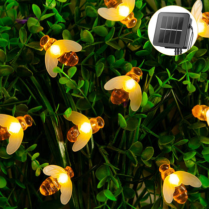 Brightown Solar Bee String Lights – 31ft Outdoor 50 LEDs, 8 Modes, Waterproof Warm White