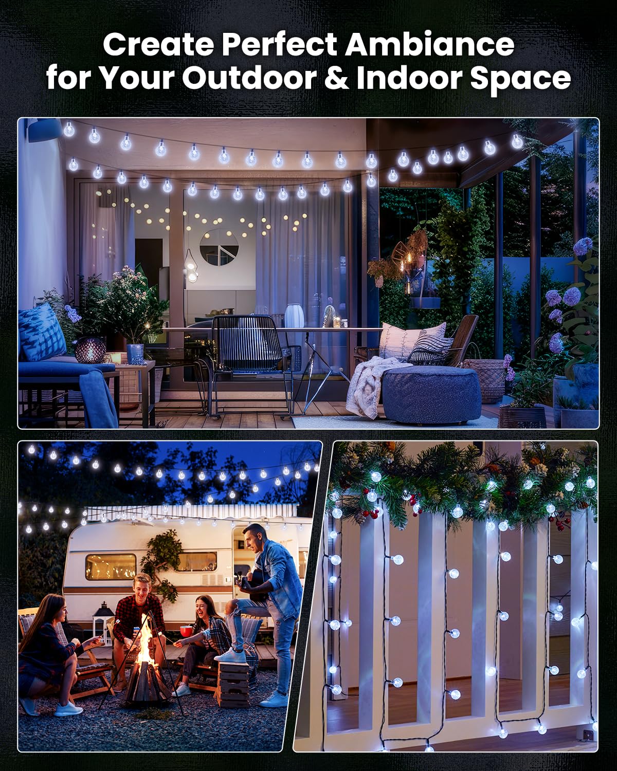 Brightown 2-Pack 120 LED Solar String Lights – 72 ft Outdoor Waterproof with 8 Lighting Modes
